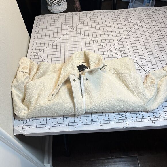 Banana Republic Womens Boucle Tweed Moto Jacket Balmacaan NWT Cream Ivory XS - Picture 9 of 14